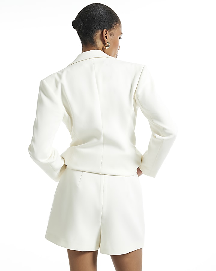 Cream Tux Detail Wrap Front Skort