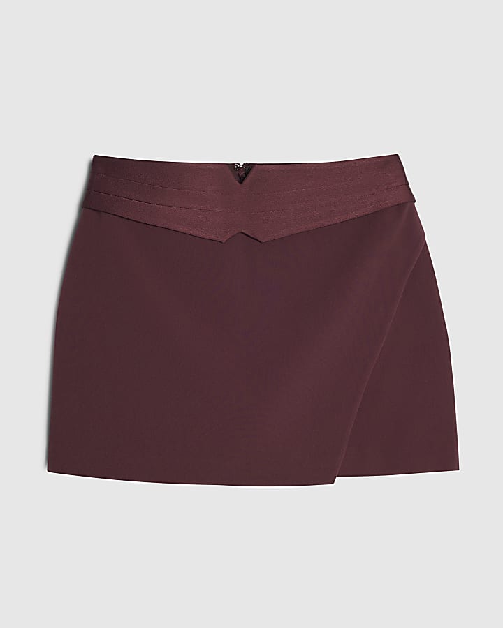 Purple Tux Detail Wrap Front Skort