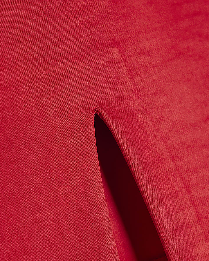 Red Satin Mini Skirt