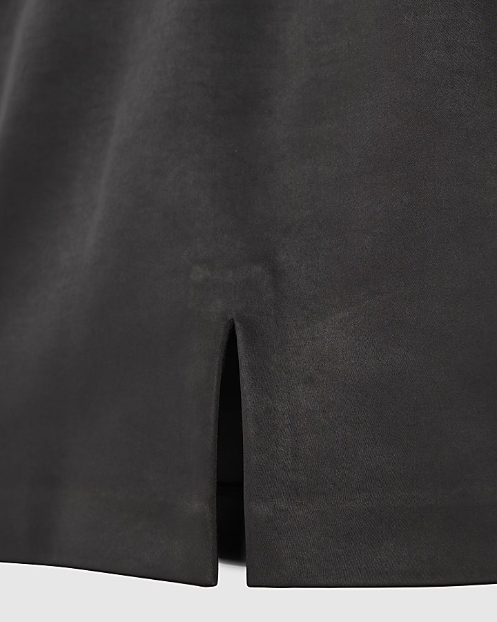 Black Satin Mini Skirt