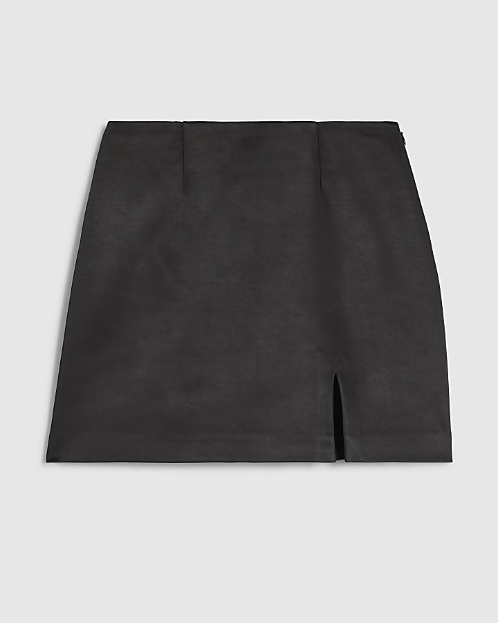 Black Satin Mini Skirt