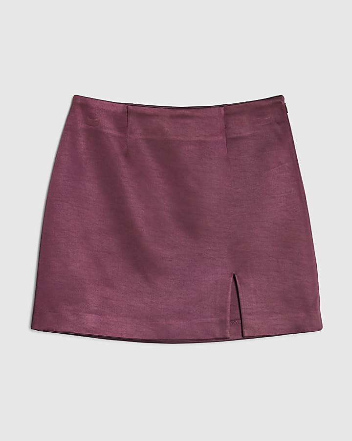 Purple Satin Mini Skirt