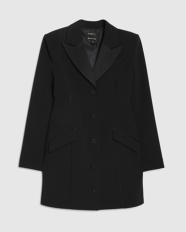 Black Tux Cinched Blazer Dress