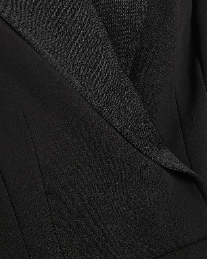 Black Sleeveless Tux Detail Playsuit