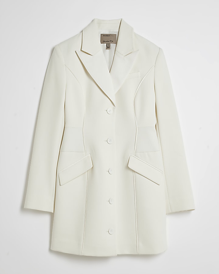 Cream Tux Cinched Blazer Dress