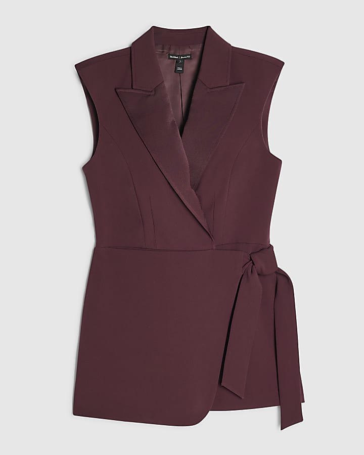 Purple Sleeveless Tux Detail Playsuit