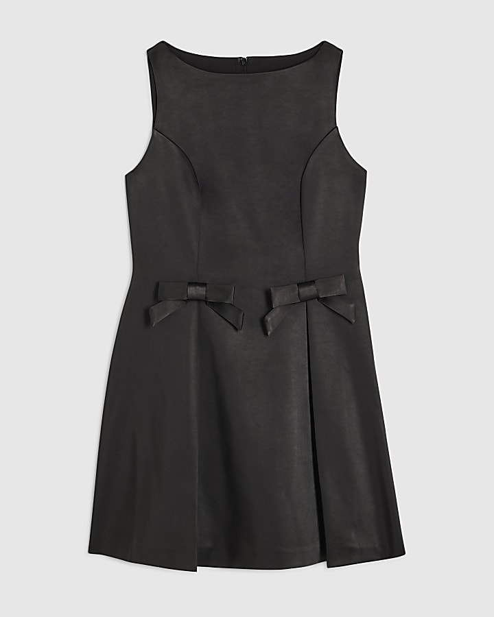 Black Satin Sleeveless Mini Dress