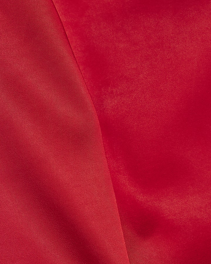 Red Satin Boat Neck Bow Top