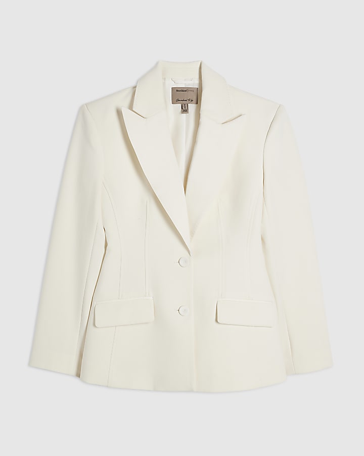 Cream Tux Detail Blazer