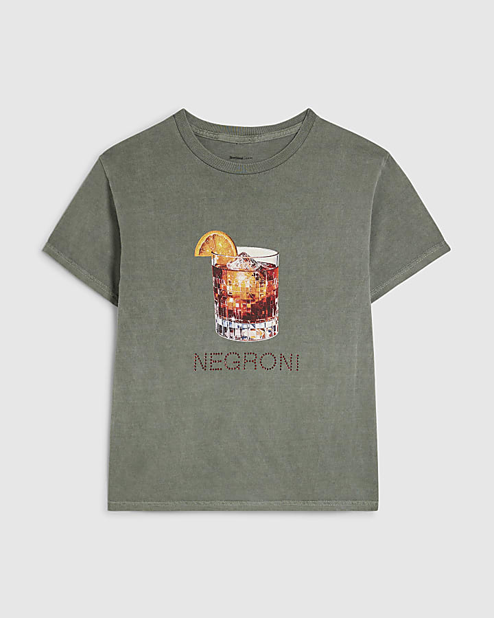 Khaki Cotton Negroni Hotfix T-Shirt