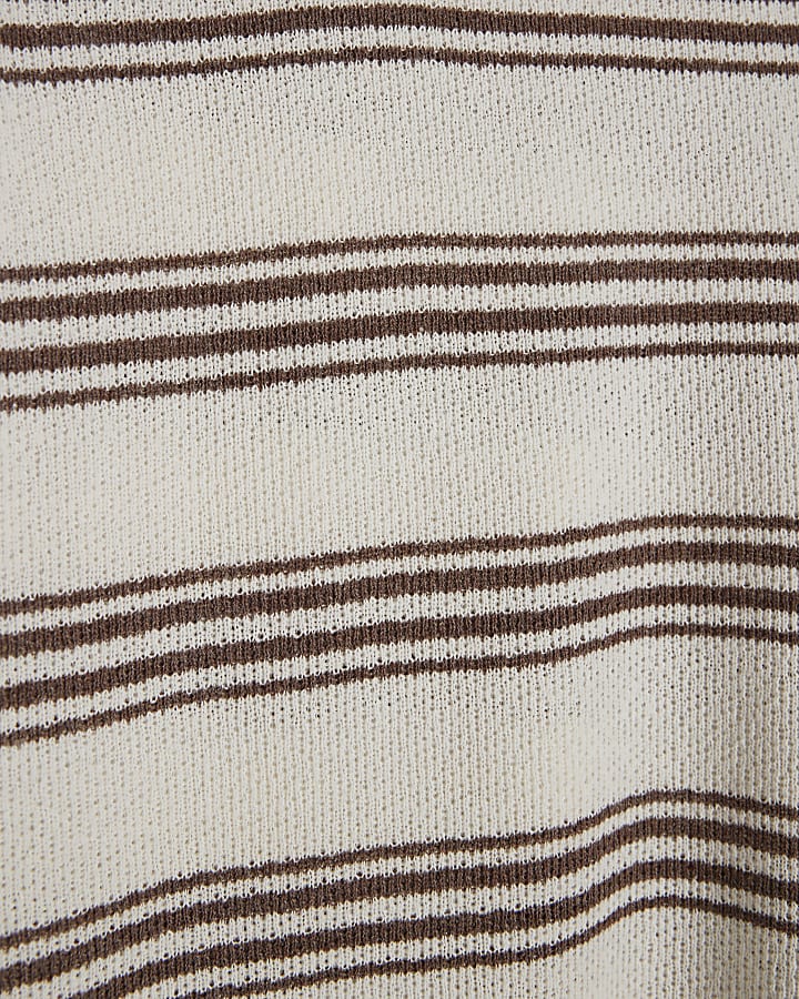 Cream Stripe Wide Leg Trousers