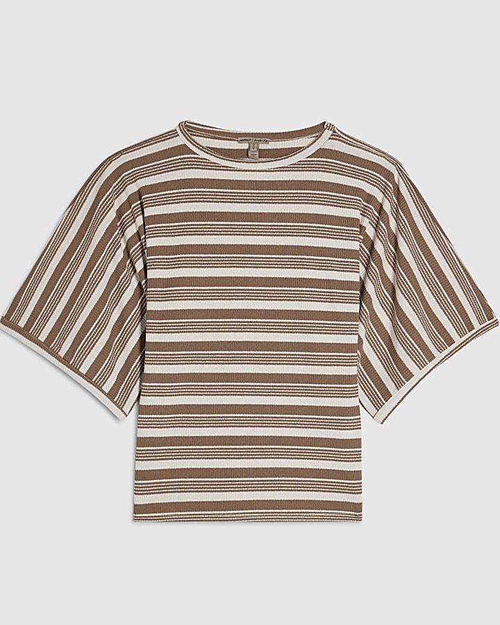 Brown Stripe Batwing Top