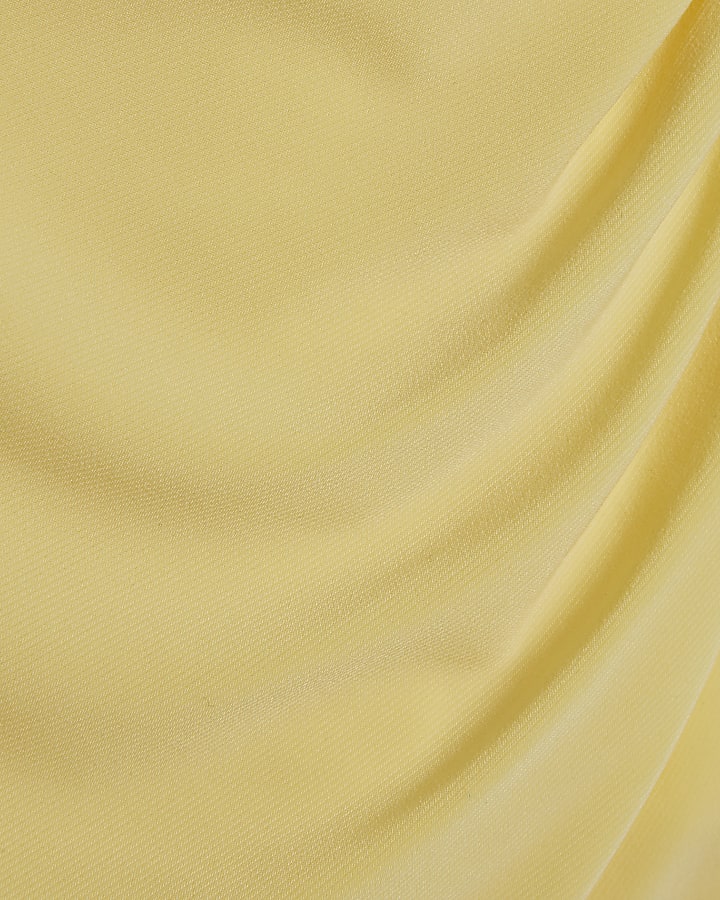 Yellow Asymmetric Drape Ruched Top