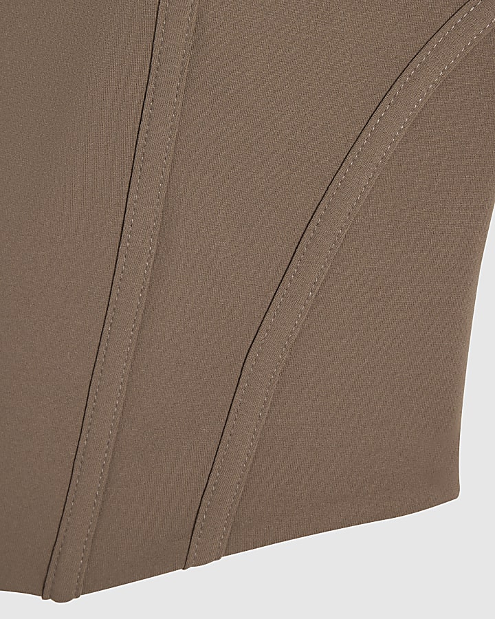 Brown Wide Strap Corset Top