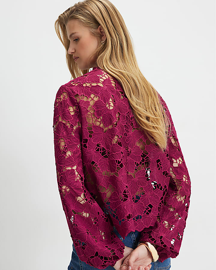 Red Cutwork Blouse