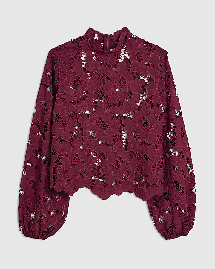 Red Cutwork Blouse
