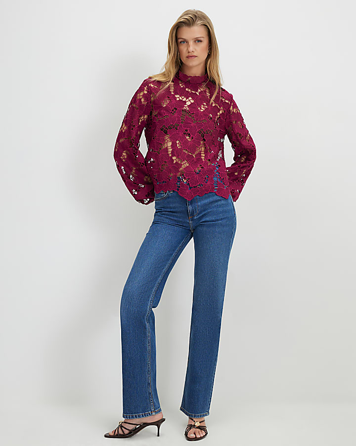 Red Cutwork Blouse