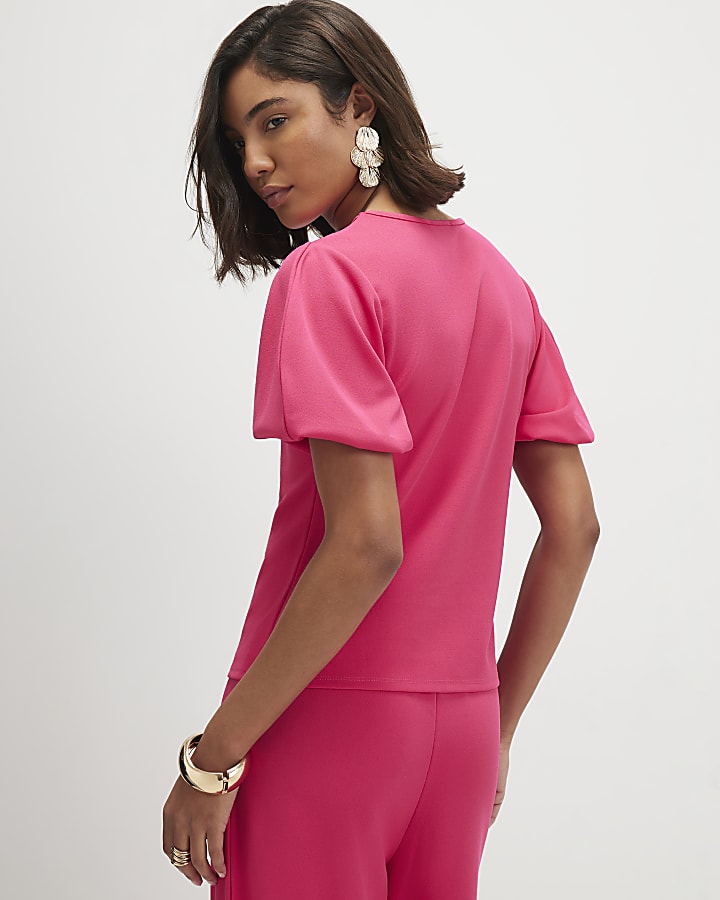Pink Puff Sleeve Top