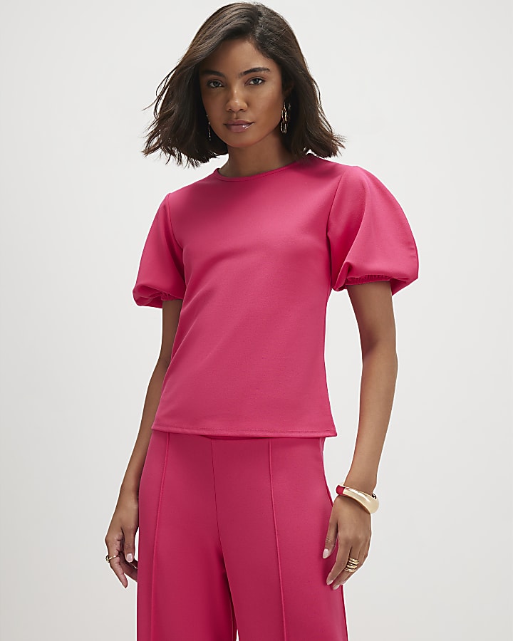 Pink Puff Sleeve Top