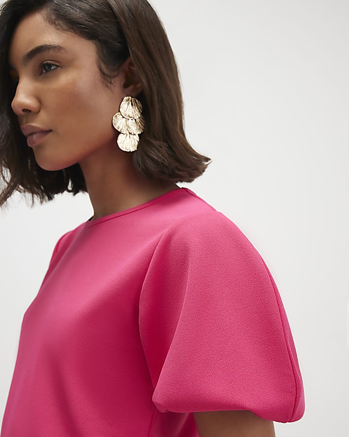 Pink Puff Sleeve Top