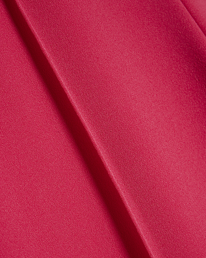 Pink Pintuck Front Wide Leg Trousers