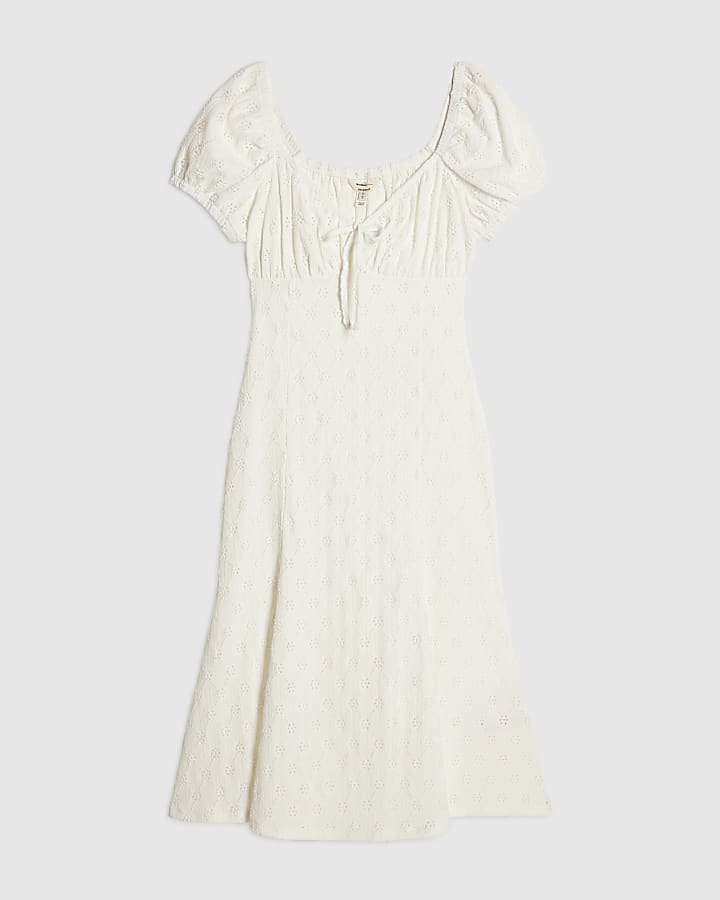 White Broderie Midi Dress