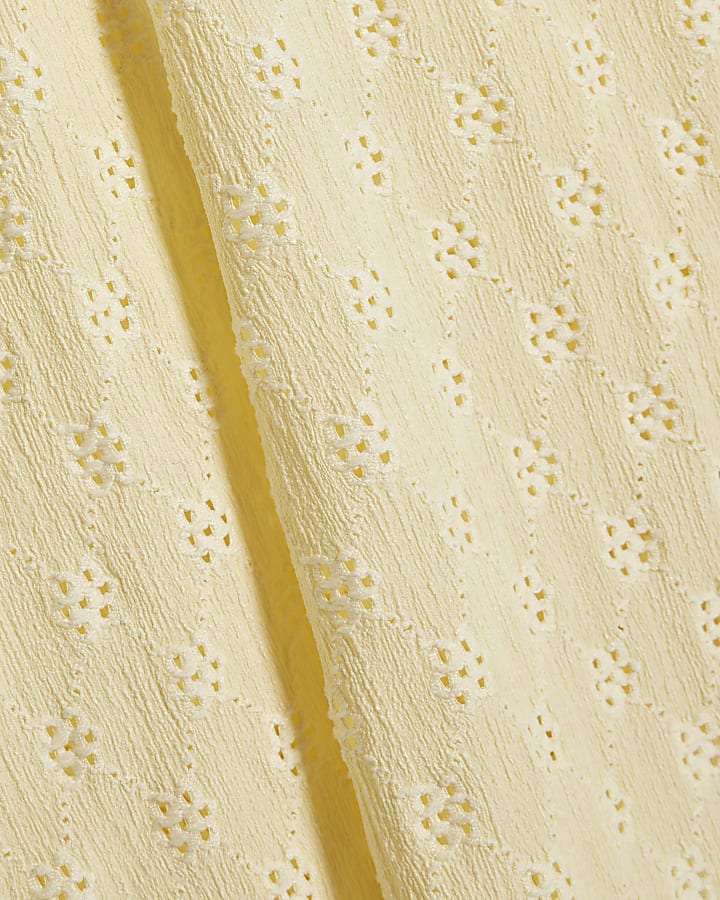 Yellow Broderie Midi Dress