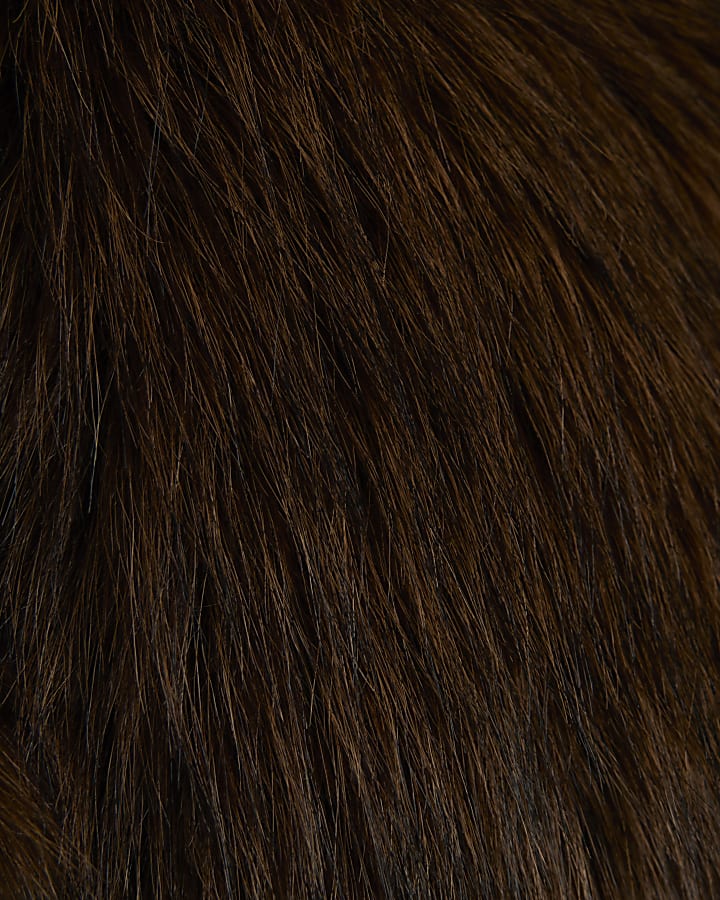 Brown Pom Pom Faux Fur Collar