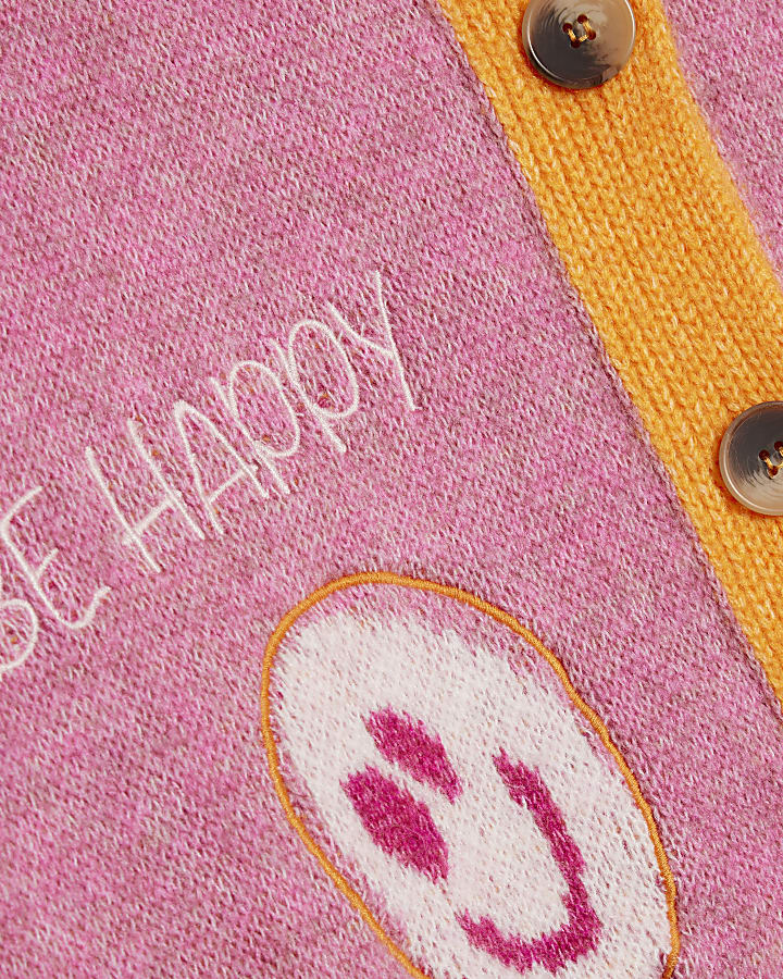 Pink Smiley Button Up Cardigan