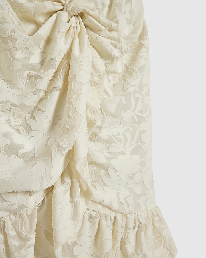 Cream Burnout Angel Sleeve Mini Dress
