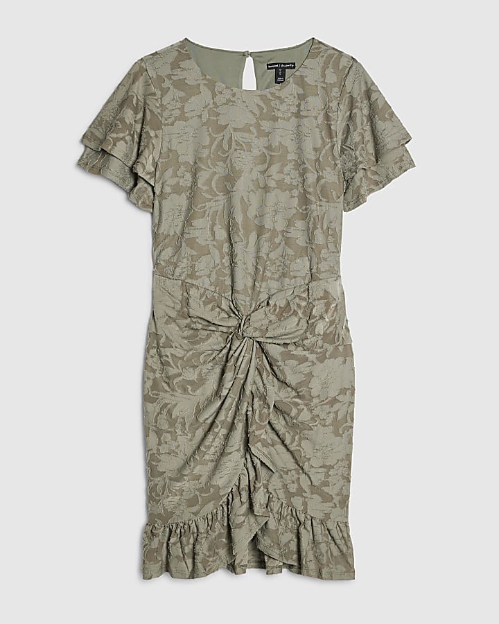 Khaki Angel Sleeve Mini Dress