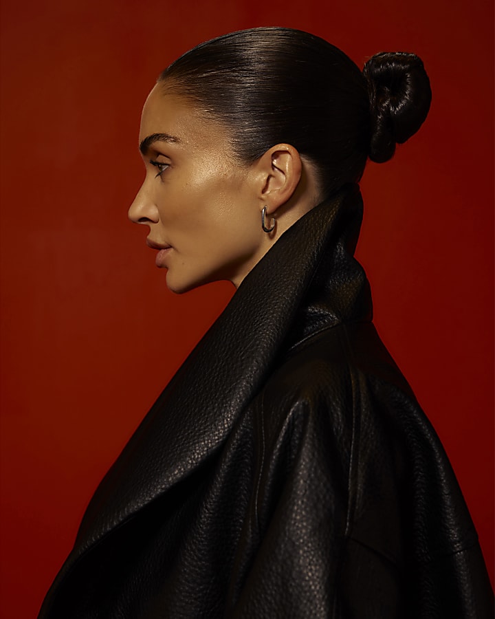 Black Faux Leather Shawl Collar Bomber Jacket