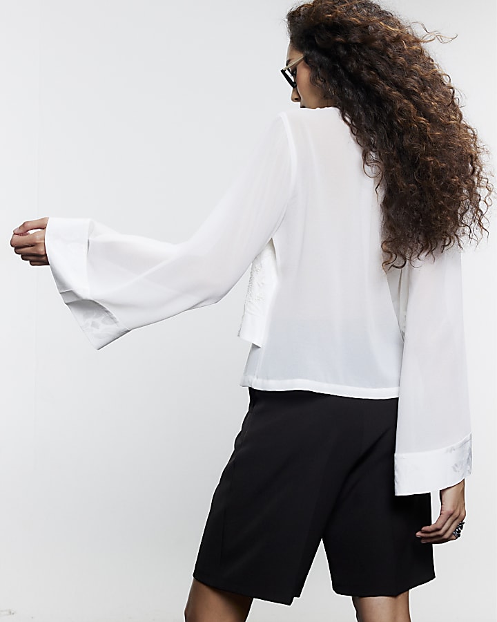 White Embellished Drummer Boy Shirt