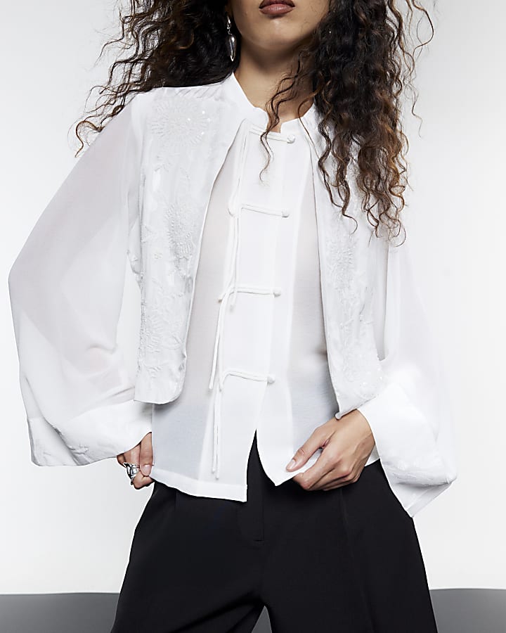 White Embellished Drummer Boy Shirt