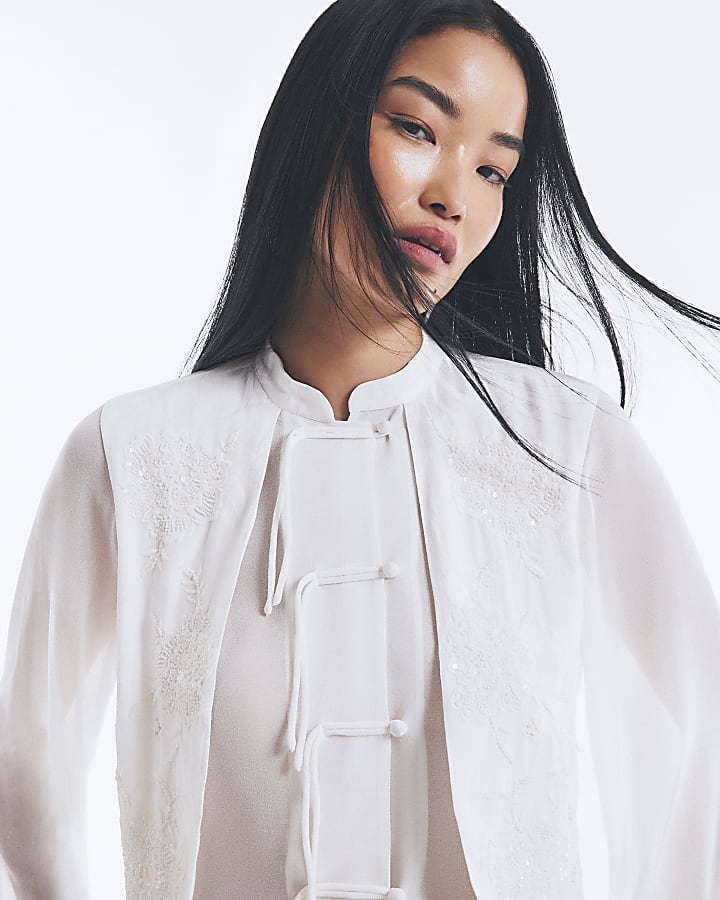White Embellished Drummer Boy Shirt