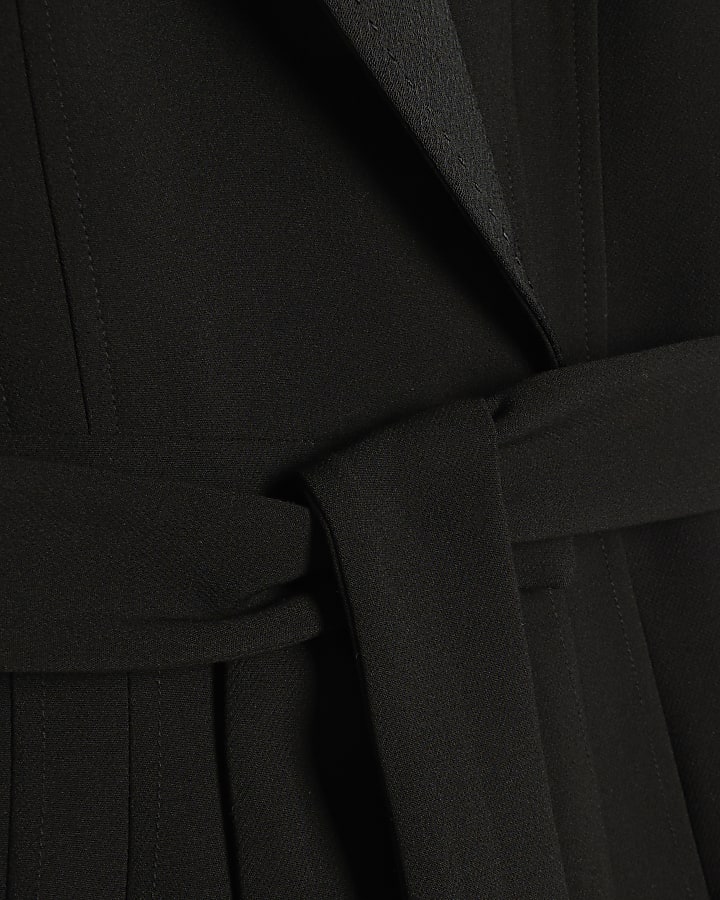 Black Tuxedo Sleeveless Detail Jumpsuit
