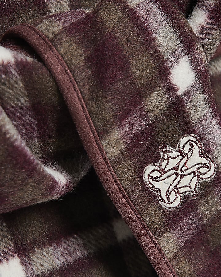 Burgundy Check Hooded Triangle Scarf