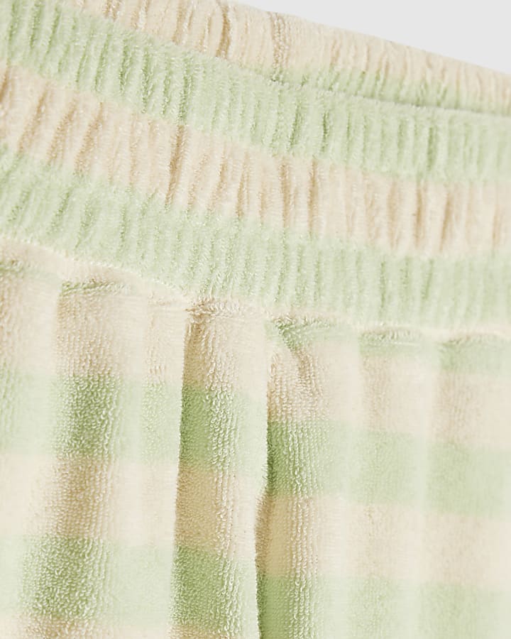 Green Towelling Striped Shorts