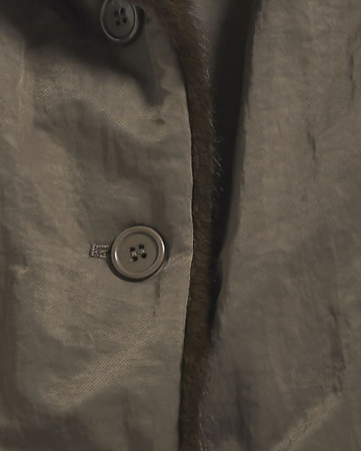 Khaki Funnel Neck Jacket