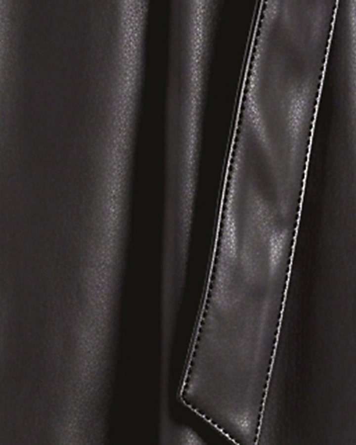 Brown Faux Leather Belted Wide Leg