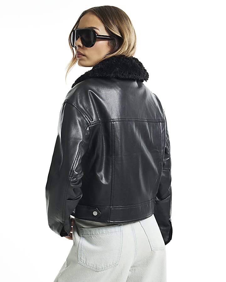 Black Faux Leather Drummer Jacket