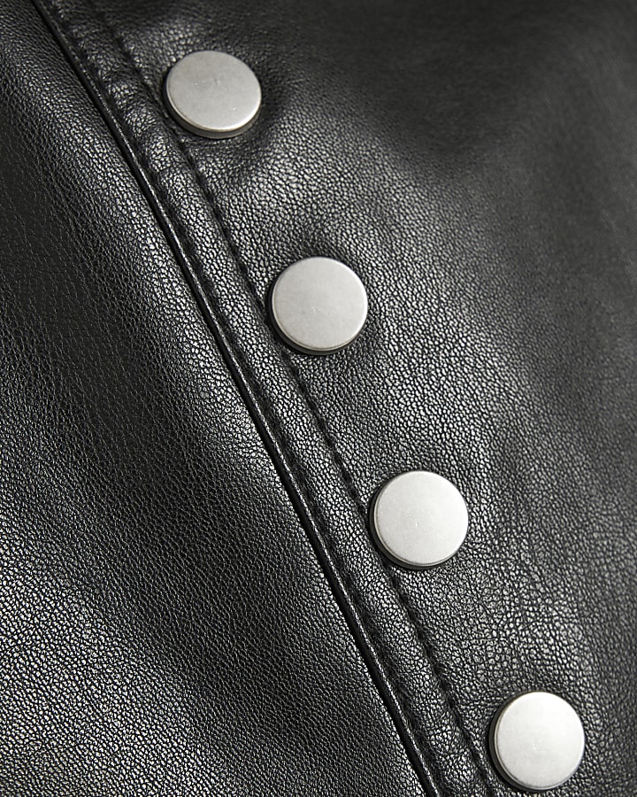 Black Faux Leather Drummer Jacket