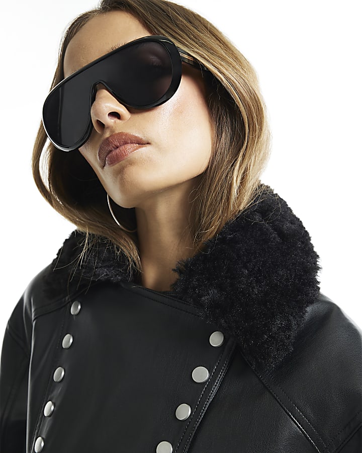 Black Faux Leather Drummer Jacket