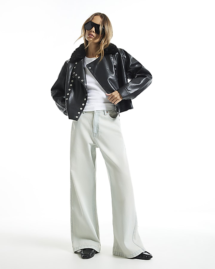 Black Faux Leather Drummer Jacket