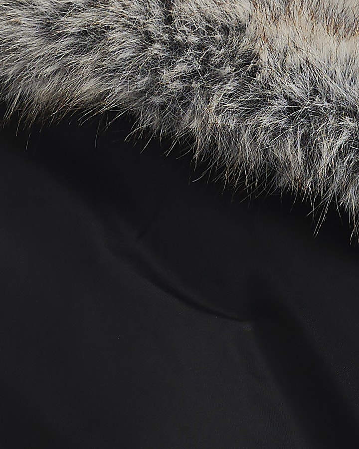 Black Fur Shawl Collar Padded Jacket