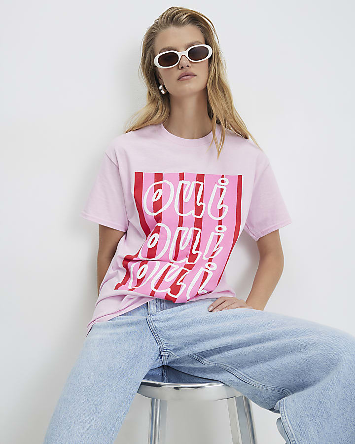 Pink Short Sleeve Oui Oui T-Shirt