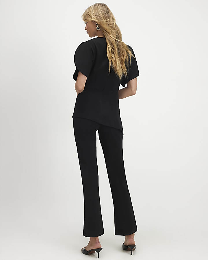 Black Cocoon Sleeve Split Hem Jumpsuit