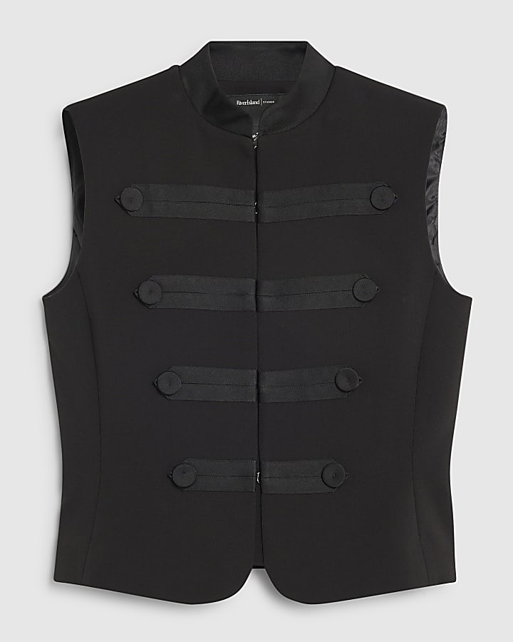 Black Drummer Tux Sleeveless Waistcoat