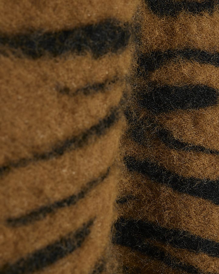 Brown Tiger Print Batwing Knit Jumper