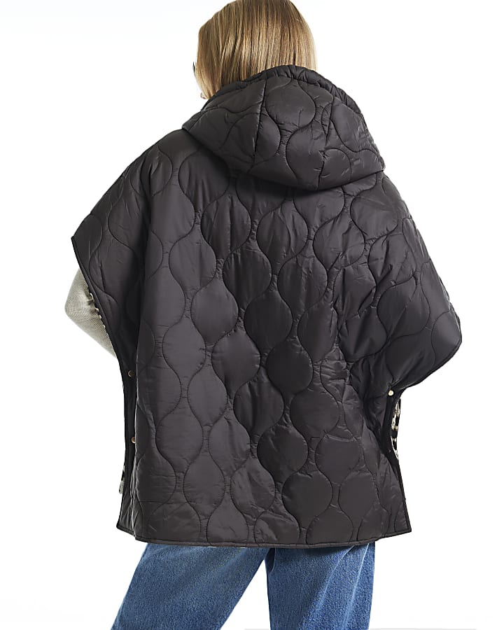 Brown Quilted Puffer Cape
